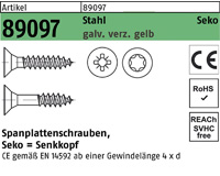 Senkkopf, Stahl, galv. verzinkt gelb