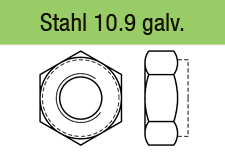 DIN 980 - 10 Feingewindegalvanisch verzinkt