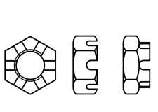 Kronenmuttern DIN 937niedrige Form