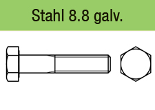 DIN 960 - Stahl 8.8galv. verzinkt