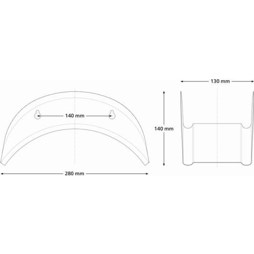 Wandschlauchhalter B.280mm T.130mm silber pulverschichtet GEKA