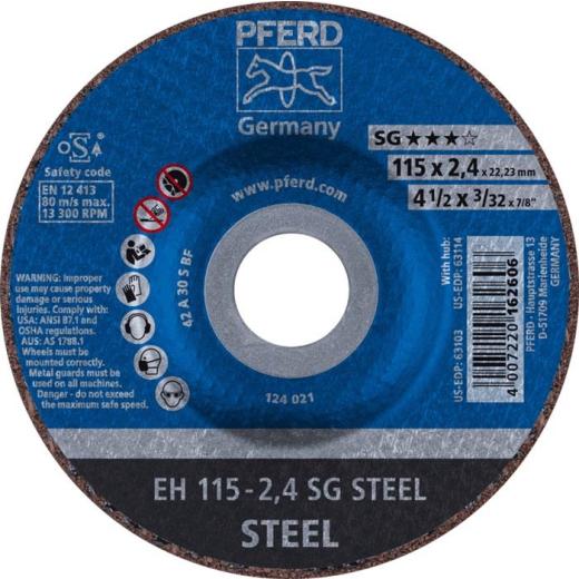 Trennscheibe SG STEEL D115x2,4mm gekr.STA Bohr.22,23mm PFERD | 25 Stück