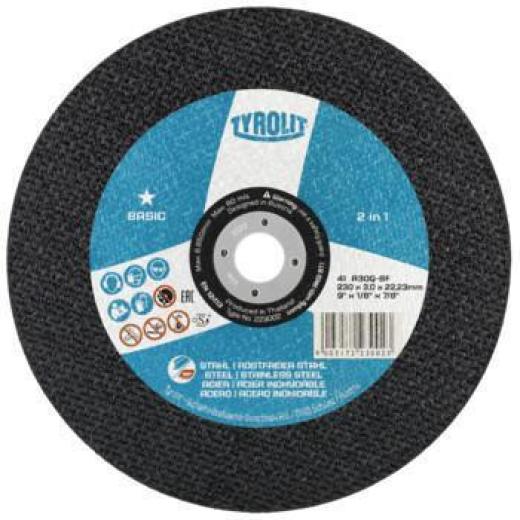Trennscheibe BASIC D230x3mm ger.2in1 Bohr.22,23mm TYROLIT | 25 Stück