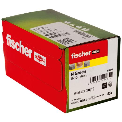 fischer Nageldübel N Green 8 x 100/60 S Senkkopf | 45 Stück