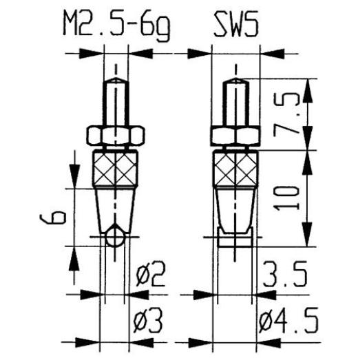 Messeins.D.2mm horiz.Zyl.M2,5 STA z.Messuhren KÄFER