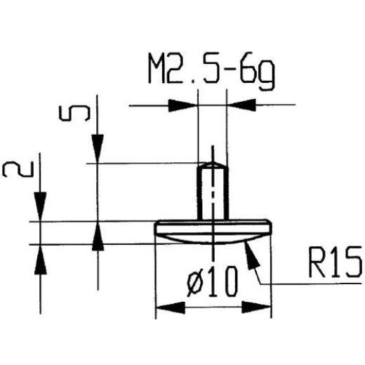 Messeins.D.10mm gewölbt R.15 M2,5 STA z.Messuhren KÄFER