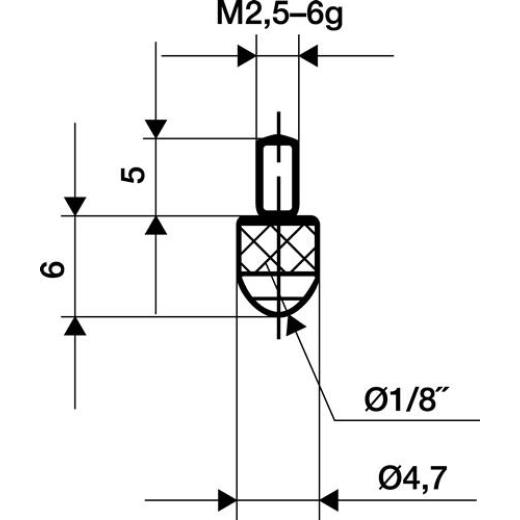 Messeins.L.6mm KGL M2,5 STA z.Messuhren KÄFER