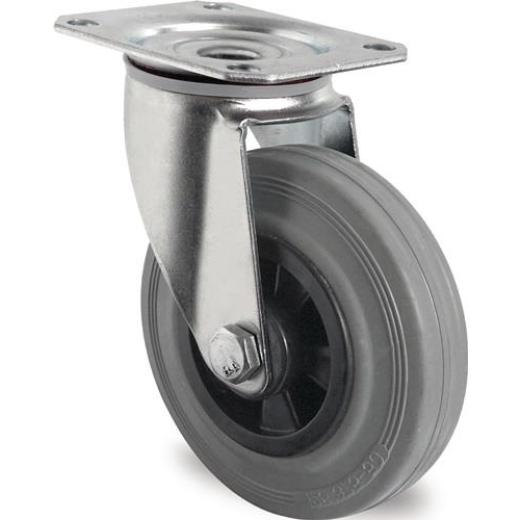 Lenkrolle D.100mm Trgf.75kg m.Platte PP VG grau TECWERK