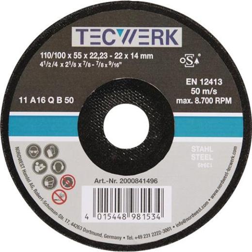 Schleiftopf A16Q 110/100mm STA u.Stahlguss 16 Bohr.22,23mm TECWERK