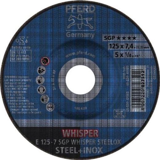 Schruppscheibe SGP WHISPER STEELOX D125xS7mm gekr.STA Bohr.22,23mm PFERD | 10 Stück