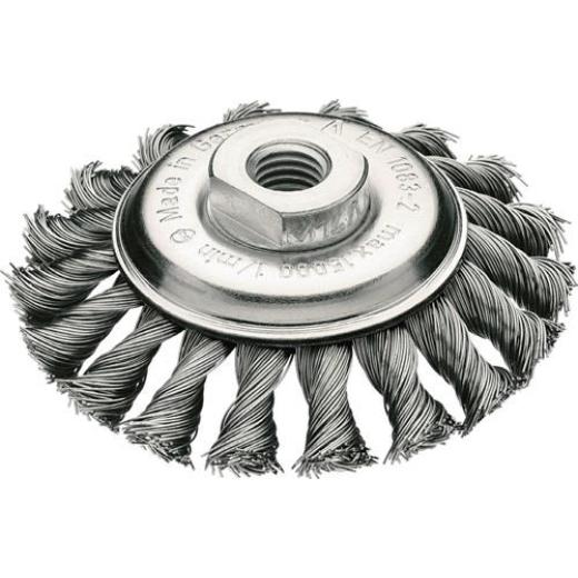 Zopfkegelbürste D.115mm Gew.Drahtstärke 0,5mm STA 12mm 15000min-¹ LESSMANN