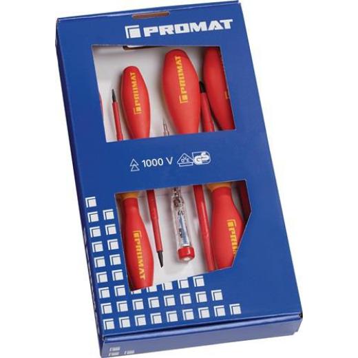 Schraubendrehersatz slim 7-tlg.Schlitz/PH Schneiden/Spitzen phos.VDE TECWERK