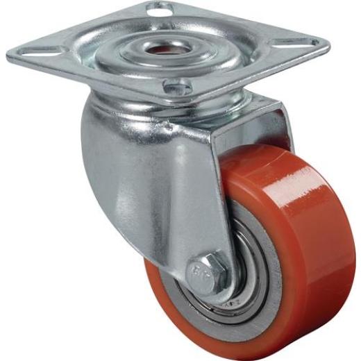 Lenkrolle D.50mm Trgf.120kg m.Platte PU BS ROLLEN