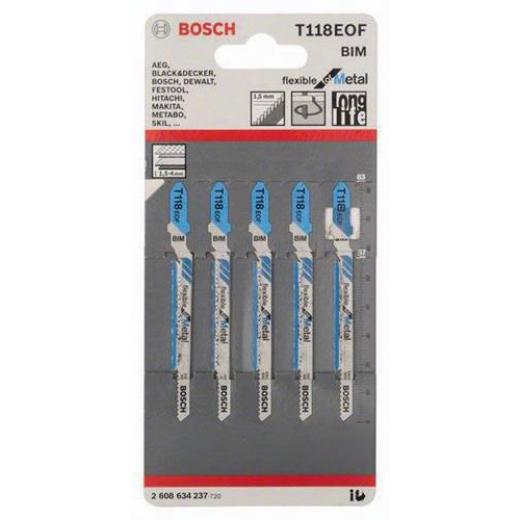 Stichsägeblatt T 118 EOF Gesamt-L.83mm Zahnt.1,5mm BIM 5 St./Karte BOSCH