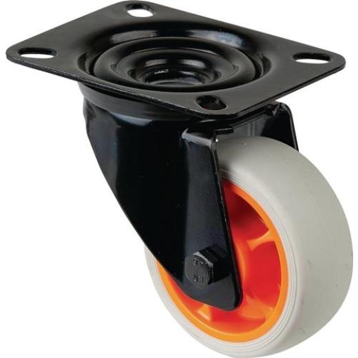 Lenkrolle D.80mm Trgf.100kg Lenkrollen Gum.Platte L104xB80mm Farbe Rl.hellgrau