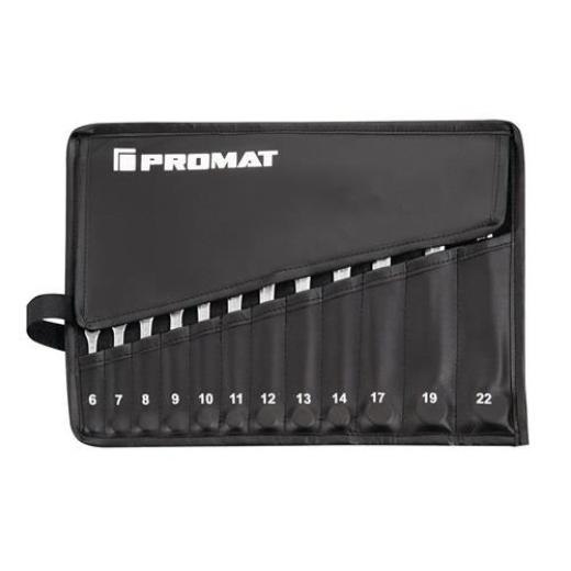 Ringmaulschlüsselsatz 12tlg.SW 6-22mm Form A CV-Stahl in Rolltasche TECWERK