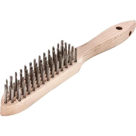 Handbürste L.290mm 0,35mm Stahldraht Besatz-L.140mm 5-reihig 12 LESSMANN