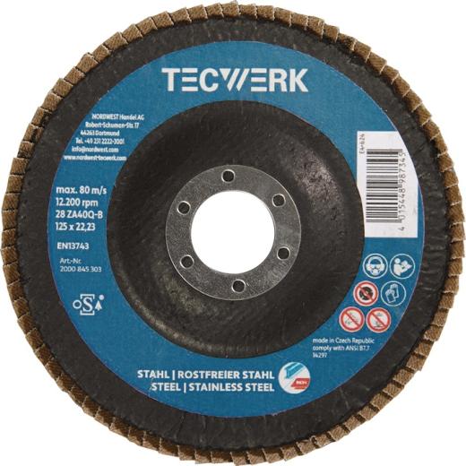 Premium-Fächerscheibe 2in1 D.125mm K.80 fl.INOX/Stahl ZK TECWERK | 10 Stück