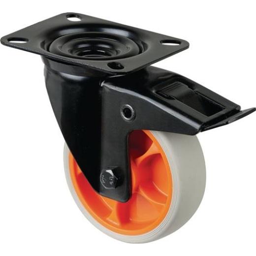 Lenkrolle m.Festst.D.80mm Trgf.100kg m.Festst.Gum.104x80mm hellgrau BS ROLLEN