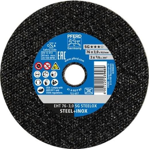 Trennscheibe STEELOX D.76mm Scheibenstärke 3mm ger.Korund Bohr.10mm PFERD | 50 Stück