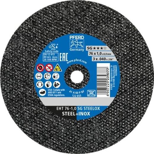 Trennscheibe STEELOX D.76mm Scheibenstärke 1mm ger.Korund Bohr.6mm PFERD | 50 Stück