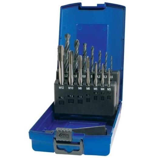 Maschinengewindebohrerset DIN 371/376 C VA M3-M12 14tlg.HSS-Co Ku.-Kass.TECWERK