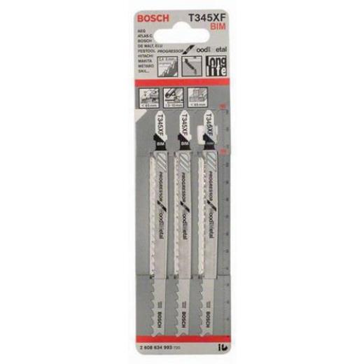 Stichsägeblatt T 345 XF Gesamt-L.132mm Zahnt.2,4-5mm BIM 3 St./Karte BOSCH