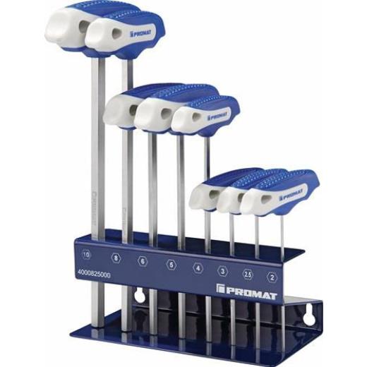 Stiftschlüsselsatz 8-tlg.SW 2-10 m.Quergr.im Werkbankständer TECWERK