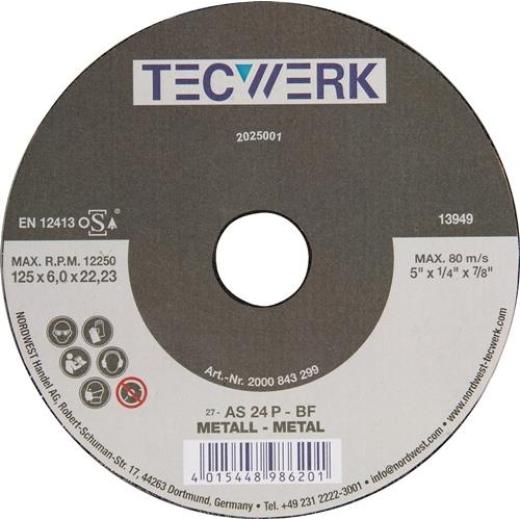 Schruppscheibe Action D125xS6mm gekr.Bohr.22,23mm TECWERK | 10 Stück