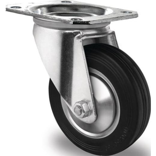 Lenkrolle D.100mm Trgf.75kg VG Platte L105xB80mm TECWERK