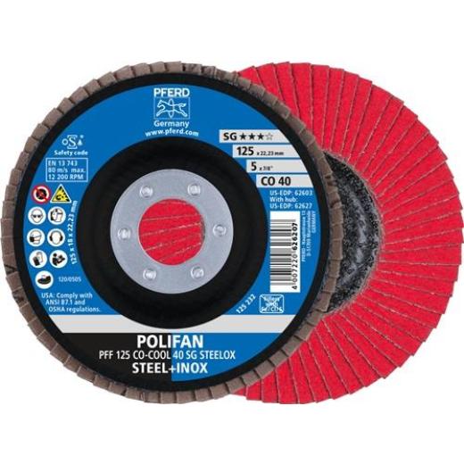 Fächerscheibe POLIFAN CO-COOL SG STEELOX D.125mm K.40 fl.INOX CO | 10 Stück