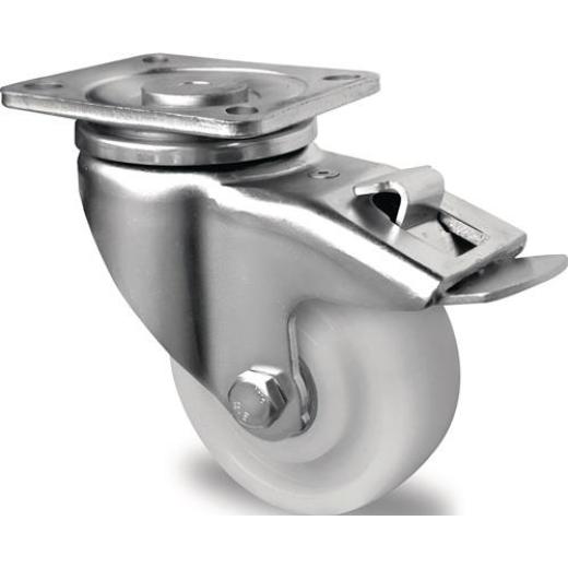 Schwerlast-Lenkrolle D.75mm Trgf.300kg m.Festst.PA 100x85mm weiß TECWERK