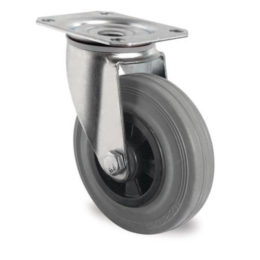 Lenkrolle D.200mm Trgf.205kg m.Platte PP Rollenlager VG grau TECWERK