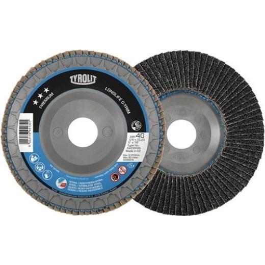 Fächerscheibe LONGLIFE C-TRIM D.125mm K.80 fl.INOX/Stahl ZK TYROLIT | 10 Stück