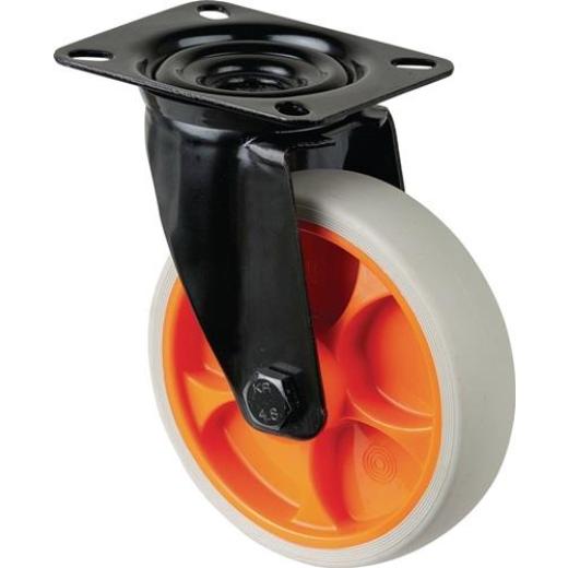 Lenkrolle D.125mm Trgf.120kg Lenkrollen Gum.Platte L104xB80mm Farbe Rl.hellgrau