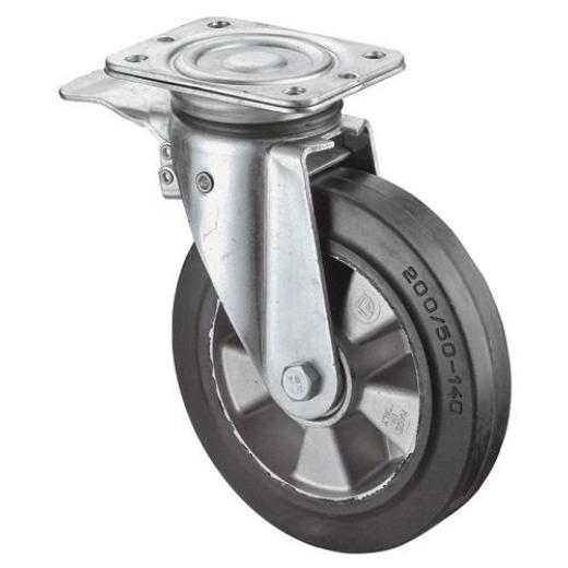 Schwerlastlenkrolle D.125mm Trgf.220kg Totalfesteller Elastikgummi 138x110mm