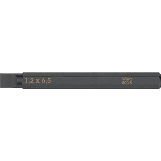 Bit 800 S f.Schlitzschrauben 6,5 mm | Länge 70 mm | 1/4 Zoll C6,3 Schneidenstär 1,2 mm | WERA | 5 Stück