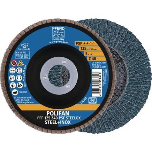 Fächerschleifscheibe D.125mm K.80 fl.VA (INOX) ZK Z PFERD | 10 Stück