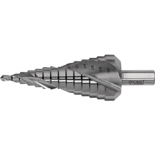 Stufenbohrer Bohrber.4-30mm HSS Spiralnut Z.2 Stufen 14 TECWERK
