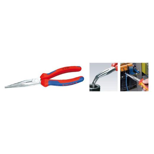 Flachrundzange L.200mm verchr.ger.Mehrkomp.-Hülle KNIPEX