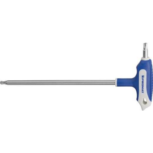 Schraubendreher m.Quergr.T 45x200mm Seitenabtrieb TX m.Bohrung PROMAT