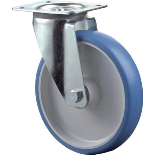 Lenkrolle D.80mm Trgf.100kg PU Platte L104xB80mm Farbe Rl.blau BS ROLLEN