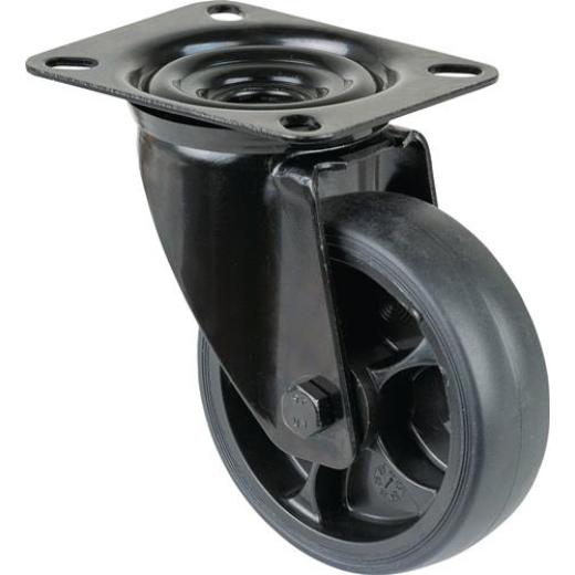 Lenkrolle D.100mm Trgf.110kg Ku.Platte L104xB80mm BS ROLLEN