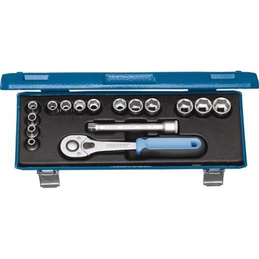 Steckschlüsselsatz 30 JMU-10 16-tlg.3/8 Zoll SW 6-19mm Z.32 6KT GEDORE