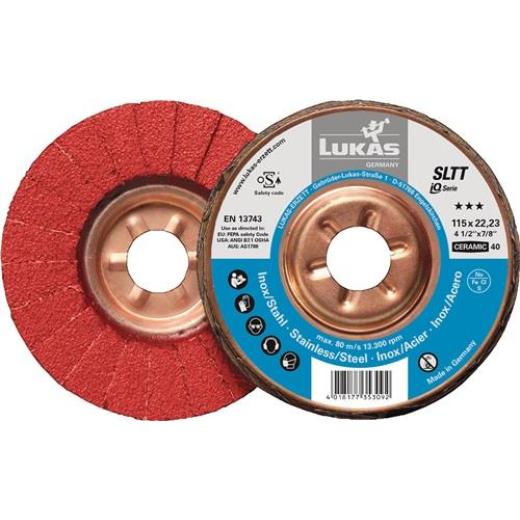 Fächerscheibe SLTT Ceramic D.125mm K.40 fl.INOX/Stahl CO LUKAS | 10 Stück