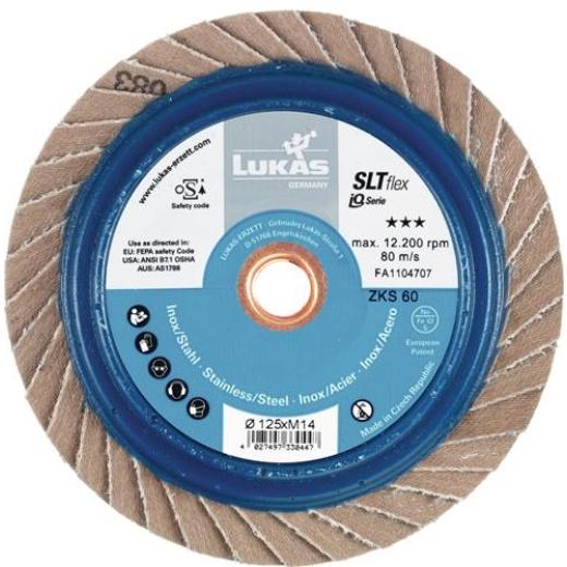 Fächerscheibe SLT flex D.125mm K.40 fl.INOX,STA Spezial-Zirkonkorund 10 LUKAS | 10 Stück