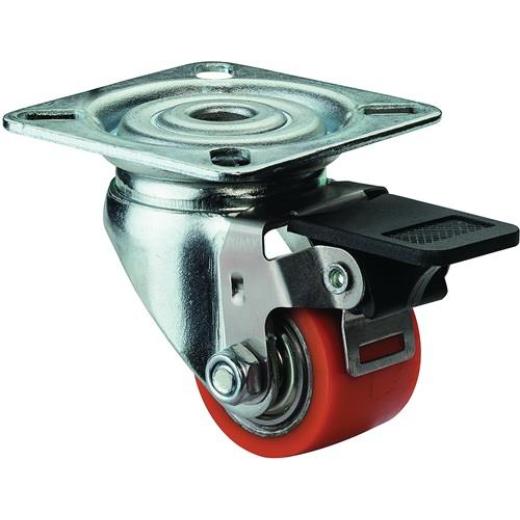 Lenkrolle m.Festst.D.35mm Trgf.100kg m.Platte kompakt PU BS ROLLEN