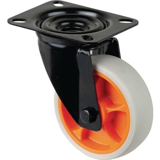 Lenkrolle D.100mm Trgf.110kg Lenkrollen Gum.Platte L104xB80mm Farbe Rl.hellgrau