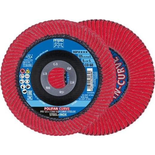 Fächerscheibe POLIFAN CO SGP CURVE STEELOX D.125mm K.60 CURVE INOX/Stahl L PFERD | 10 Stück