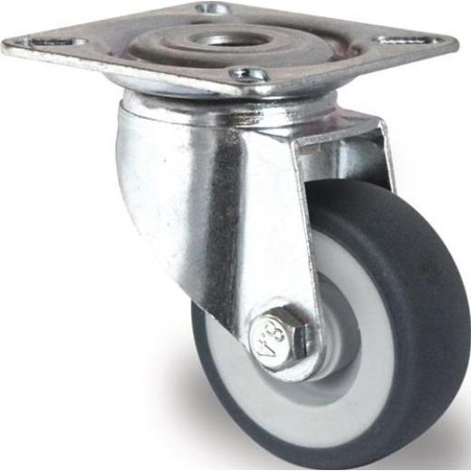 Lenkrolle D.100mm grau Trgf.100kg m.Platte